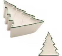 2 augu izcelsmes Ziemassvētku vaska sveču komplekts ar 2 daktīm, baltā un zaļā krāsā, katra 60 g, degšanas laiks 4-5 stundas, porcelāna turētājā Ziemassvētku eglītes formā.