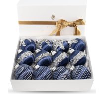 12 gabali Satīna Ziemassvētku Baubles Luksusa zīda eglīte karājas rotājumi Ziemassvētku vainags vainags kāzu puse (zils)