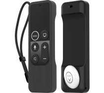 AHASTYLE Tālvadības pults apvalks Apple TV 4K 4. paaudzes Siri tālvadības pults ar ārējo AirTag turētāju, AirTag nav iekļauts, silikona tālvadības pults apvalks Apple TV 4K 4. paaudzes tālvadības pults (melns)