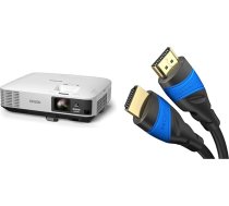 Epson EB-2250U 3LCD WUXGA instalācijas projektors 1920x1200 16:10 5000 lūmenu 15000:1 kontrasts 10W skaļrunis un KabelDirekt - 12,5 m - 4K HDMI kabelis (4K@60Hz - saderīgs ar HDMI 2.0/1.4, melns)