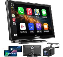 Apple CarPlay un Android Car, Carplay displejs 9 collu IPS, ar 4K Dash Cam, 1080P aizmugures skata kamera, Carplay Car ar Bluetooth 5.0/FM/Siri/Google/Mirror Link/64G TF/AUX