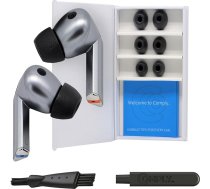 Comply TrueGrip Premium Memory Foam ausu aizbāžņi Samsung Galaxy Buds 3 Pro - S/M/L, melni (3 pāri) - mazi mēbeļu komplekti - ērta trokšņu izolācija ar noņemšanas tīrīšanas rīku