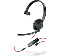 Plantronics Blackwire C5220 Stereo austiņas ar USB C savienotāju datoram, 3,5 mm, melns
