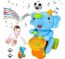 Bungojošā zilonīša bungojošā bumbiņa ar bungām, elektriskā rotaļlieta, muzikālā rāpojoša zilonīša rotaļlieta, bungojošā zilonīša rotaļlieta ar mūziku un apgaismojumu, interaktīvā rotaļlieta dāvana bērniem