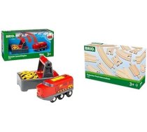 BRIO World 33213 IR kravas lokomotīve - elektriskā lokomotīve ar tālvadības pulti - Piederumu pasaule - Rotaļlieta mazuļiem, ieteicama no 3 gadu vecuma un dzelzceļa 33402 - vidējais dzelzceļa sortiments
