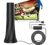 DVB-T/DVB-T2 antena, iekštelpu antena televizoriem ar pastiprinātāju, TV antena ar īpaši pastiprinātu magnētisko pamatni, vairāk nekā 560 jūdžu diapazons un 360° uztveršana, atbalsta 4K/1080P HD kanālus un visus televizorus