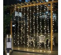 SALCAR LED gaismas aizkars āra gaismu aizkars 2 x 3 m, pasaku gaismas aizkars Ziemassvētki iekštelpās ar 8 režīmiem un atmiņu, Ziemassvētku apgaismojums āra dārzs, silti balts