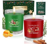 Ziemassvētku aromātisko sveču dāvanu komplekts sievietēm, 2 x 320 g aromātiskās sveces stiklā, aromterapijas smaržu sveces, Ziemassvētku sveces, dabiskās sojas sveces, dāvana māmiņai un vīriešiem, dzimšanas diena, 80 stundas degšanas lai