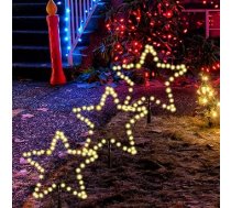 SALCAR 2 m āra Ziemassvētku apgaismojums, 3 x 45 cm, 150 LED zvaigžņu Ziemassvētku rotājumi, dārza, āra apgaismojums, stieņa apgaismojums ar zemē iestrādātu smaili, melnas zvaigznes, silti balta krāsa