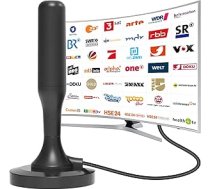 DVBT2 antena, Zimmerantenne für Fernseher, Dvbt Antenne 360 Grad Empfang, Mit Magnetfußl, unterstützt 4K 108P dvb-t2 antenne HD Digitale Kanäle