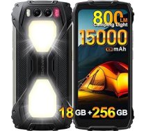 Blackview BV7300 Āra mobilais tālrunis bez līguma 2025, 18GB + 256GB Āra viedtālrunis Android 14, 2 x 800LM kempinga lampa, 50MP + 32MP, 15000mAh, 6,67 collas, IP68 ūdensizturīgs būvlaukums