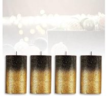 Candelo 4 lauku sveces - melns, metālisks, zelta krāsā - svece 12 cm - degšanas laiks aptuveni 54 stundas Ziemassvētku sveces Adventes vainags svece