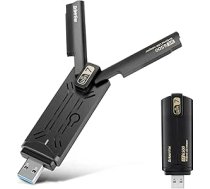 RUIZHI WiFi 7 WLAN stick datoram, BE6500 USB WLAN adapteris datoram, MLO trīsjoslu 6G/5G/2.4G, bezmaksas piedziņas antenas, WiFi 7 adapteris Windows 11/10, spēļu/8K straumēšanai, 4K-QAM, WPA3