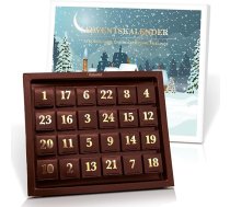 Pralinenbote Genussmanufaktur - Šokolādes Adventes kalendārs ar 24 ekskluzīviem šokolādes izstrādājumiem bez alkohola - Ziemassvētku ciemats - eleganta Ziemassvētku dāvana viņam un viņai