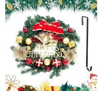 Warmiehomy Ziemassvētku vainags Durvis 30 cm Ziemassvētku vainags Mākslīgais ar durvju āķiem Sienas vainags Ziemassvētki ar Bow & Baubles & Ziedi durvīm Logs Kamīns Ziemassvētku rotājums