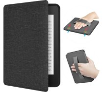 Futrālis 7" 12. Kindle Paperwhite, Signature Edition un Kindle Colorsoft. TPU futrālis ar auduma tekstūru un siksniņu, abpusējs magnētiskais apvalks ar modināšanas/miega funkciju (melns)