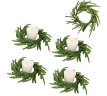 4 Stück Künstlicher Roten Beeren Weihnachtskerzenringe, Mini-Tannenkranz, Puppenhaus Kranz, Weihnachtskerzen Ringe, Mit Simulierte Norfolk-Kiefernvegetation, Für Weihnachts-Tischdekorationen(A)