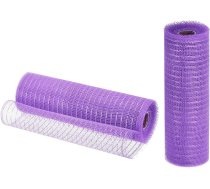 Sourcing Map Burlap Mesh lentes - 2 ruļļi 10 collu x 10 jardu PP dekoratīvā sieta lentes Ziemassvētku vainags Party apdares amatniecības vītnes (gaiši violeta ar violetu foliju)