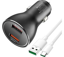 Cigarešu aizdedzinātāja USB lādētājs 80W Super VOOC+QC30W, ātrās uzlādes auto lādētājs ar 1M USB C kabeli USB auto lādētājs Oppo Find X5 X3/2 Neo/Pro/Reno 8/7/6 Pro, Realme GT Neo 2Pro, OnePlus 11 North 2