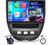 4G un 64G VECHTEL 10,1 collu Bluetooth autoradio Toyota Aygo/Peugeot 107/Citroen C1 2004-2014 Carplay Android automašīnai, DSP EQ, 1280 x 720, WiFi GPS navigācija, spoguļa saite, RDS/FM radio 2 DIN ar AHD aizmugurējo daļu