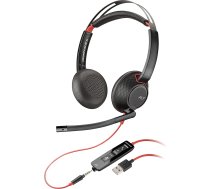 Plantronics Blackwire C5220 Stereo austiņas ar USB C savienotāju datoram, 3,5 mm, melns