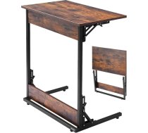 VEVOR sānu galdiņš Kafijas galdiņš salokāms ar metāla rāmi un regulējamām kājām, C-veida kafijas galdiņš viesistabai guļamistabai birojam 60 x 37 x 70 cm TV paliktnis, dīvāna galds brūns un melns