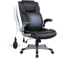 COLAMY Biroja krēsls ar augstu atzveltni, ergonomisks datora galda krēsls, ādas krēsls ar polsterētiem atlokāmiem roku balstiem, regulējams slīpums, grozāms krēsls pieaugušajiem, melns