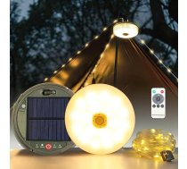 Pack of 2 Solar Camping Fairy Lights, Rollable, 12 m Portable Waterproof Camping Light ar 8 apgaismojuma režīmiem, saules enerģijas un USB uzlādējams telts laterna ar tālvadības pulti kempinga pārgājieniem