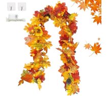 Mākslīgo kļavu lapu virtene, rudens lapu virtene, rudens lapu virtene, ar 3 m 30 LED gaismām, LED kļavu lapu pasaku gaismas, kļavu lapu rudens virtene, iekštelpu un āra dekorēšanai, rudens