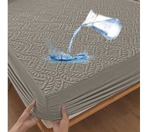 Ūdensnecaurlaidīgs matrača aizsargs 180 x 200 cm, matrača pārvalks 180 x 200 cm, 3D raksts, īpaši labi uzsūcošs, elpojošs matrača pārvalks, ūdensnecaurlaidīga matrača aizsardzība, aizsardzība pret mitrumu, matrača pārvalks - pelēks