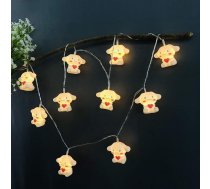 Riaxuebiy Heart Dog String Lights, 2 Apgaismojuma režīmi, darbojas ar akumulatoru/USB kontaktdakšu, 3M 20 LED Dog Shape Nursery Dekoratīvie virtenes gaismas terasei, pusei, Ziemassvētku rotājumi (suns)