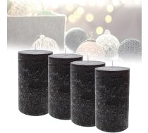 Candelo Ambiente Rustic Pillar Candles komplekts no 4 melnām lielām lauku svecēm 12 cm Ilgs degšanas laiks Aptuveni 60 stundas Ziemassvētku sveces Adventes vainags