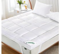 Crizzio® luksusa matrača pārvalks 10 cm biezs ar spēcīgām elastīgām lentēm, piemērots līdz 40 cm biezam matrača virskārtas matrača virskārtai (King (150 x 200 cm + 10 cm), no slīpētas mikrošķiedras, augstākās kvalitātes dobās šķie