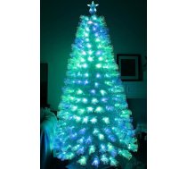 Asinse mākslīgā Ziemassvētku eglīte, izgaismota, stikla šķiedra, 1,5 m, ar 180 baltiem PVC zariem, daudzkrāsaina, automātiska krāsu maiņa, zvaigzne, salokāms metāla statīvs, svētku rotājums (150 cm)