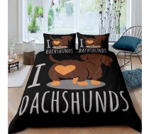Taksis suns Gultas veļa 135 x 200 cm Zēni kucēns sega segu karikatūra dzīvnieku gultas veļa komplekts Weiner suns bērnu pusaudzis toddler mierinātājs segums gudrs taksis suns guļamistaba gultas veļa melns brūns