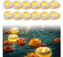 MeYuxg 12 peldošo sveču komplekts LED peldošās sveces baltas 5,8 x 2,5 cm sveces Balta peldoša svece vakariņām, kāzām, baseinam, SPA, Valentīna dienai, Ziemassvētku rotājumiem