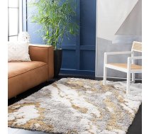 Safavieh Horizon Shag Collection Shaggy paklājs dzīvojamai istabai ēdamistabai guļamistabai ar īsu kaudzi pelēks un zelts 200 x 300 cm