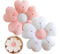 Mineup Pack of 2 White and Pink Flower Cushion Ziedu spilvens Ziedu spilvens Ziedu forma mājas guļamistabas dekorēšanai Dīvāna krēsli un auto sēdekļi Lovely Gifts Fluffy Soft
