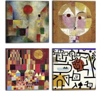 DìMò ART Paul Klee Modern Pictures, komplekts ar 4 bildēm, 30 x 30 cm, izdruka uz audekla, klasiskā māksla, mēbeles virtuvei, guļamistabai, viesistabai, bāram, birojam, restorānam