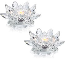 Kolnlala 2 Pack Crystal Lotus Flower Stikla tējas gaismas turētājs dekorēšanai Ziemassvētku mājas kāzu svinībām