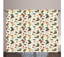 ABAKUHAUS Ziemassvētku rustikālie aizkari, Ziemassvētku krāsainas zeķes, dzīvojamā istaba, universāli līmlentes aizkari ar cilpām un āķiem, 280 x 245 cm, tumši koraļļu, tīši zili, zili, pelēki
