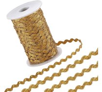 GORGECRAFT 90 metri zelta viļņota liekšanas lenta metāliska Rick Rack Rack Trim RIC Rac Fringe Trim Wave Polyester Webbing Zig Zag Edge Trimming for Sewing DIY Crafts Dāvanu iepakojums Jewellery