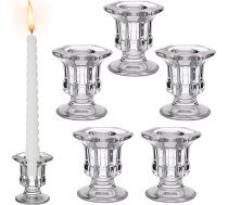 Healifty 6 x stikla sveču turētāji: 5,9 x 5,1 x 5,1 cm, caurspīdīgi, vintage tealight turētāji, liela iepakojuma galda dekorēšanai, Ziemassvētkiem, Pateicības dienai, kāzām, ballītēm, vakariņām, dekorēšanai.