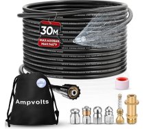 30 m cauruļu tīrīšanas šļūteņu komplekts - 5800 PSI / 400 bar, ietver 5 sprauslas un dzeltenu misiņa adapteri, saderīgs ar Karcher K2 K3 K4 K5 K6 K7, efektīvai cauruļu un drenāžas tīrīšanai.