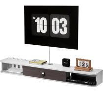 VEVOR TV skapītis, piekaramais sienas stiprinājums, TV skapītis ar kabeļu atveri, peldošs TV plaukts ar vietu DVD atskaņotājam, kabeļtelevīzijas kastītei, spēļu konsolei, sienas skapītis, 52 kg kravnesība, balts, 140 cm garums