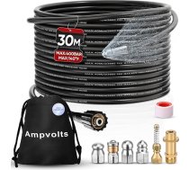 30 m cauruļu tīrīšanas šļūteņu komplekts - 5800 PSI / 400 bar, ietver 5 sprauslas un dzeltenu misiņa adapteri, saderīgs ar Karcher K2 K3 K4 K5 K6 K7, efektīvai cauruļu un drenāžas tīrīšanai.