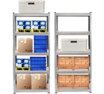 2 glabāšanas plauktu komplekts, pagraba plaukti, metāla, 40 x 90 x 180 cm, 5 regulējami plaukti, augstas izturības plaukti, plaukti bez skrūvēm, darbnīcas plaukti, katra plaukta kravnesība 875 kg, cinkots