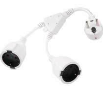 Dubultā kontaktdakša kontaktligzdai, pagarinātājs, īss divvirzienu pagarinātājs, daudzfunkcionāla kontaktligzda 250 V 16 A, maksimāli 3680 W, PVC, ar elastīgu kabeli, mājsaimniecībai un birojam, balts