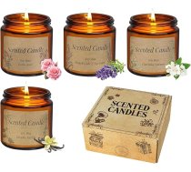 4 smaržīgo sveču komplekts, smaržīgo sveču dāvanas sievietēm, smaržīgo sveču komplekts no dabīgā sojas vaska, lavanda/rozes/asvasmīns/vanilla, nelielas dāvanas Ziemassvētkiem, dzimšanas dienai, māmiņai, dzimšanas dienai.
