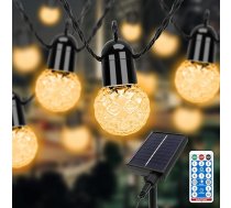 sylvwin G40 āra pasaku gaismas, 15 m, 25 LED, 8 režīmi, saules pasaku gaismas, LED āra pasaku gaismas, gaismas spuldzes dārzam, kokiem, pagalmam, terasei, svinībām, istabai, kāzām (USB uzlādes atbalsts)